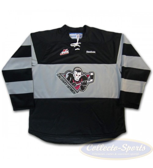 Custom WHL Calgary Hitmen 2010 Pres Alternate Hockey Jersey Grey Black